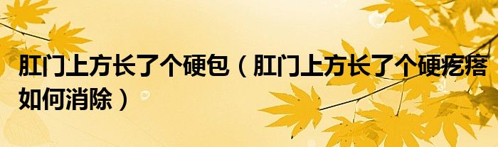 肛門上方長(zhǎng)了個(gè)硬包（肛門上方長(zhǎng)了個(gè)硬疙瘩如何消除）