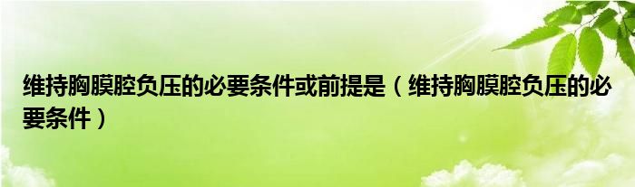 維持胸膜腔負壓的必要條件或前提是（維持胸膜腔負壓的必要條件）