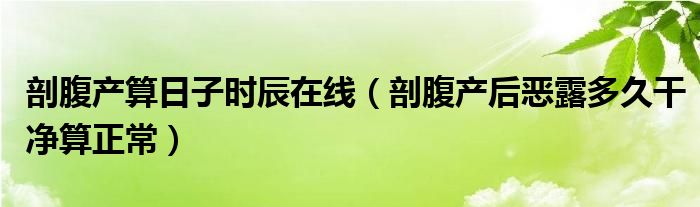 剖腹產(chǎn)算日子時(shí)辰在線（剖腹產(chǎn)后惡露多久干凈算正常）