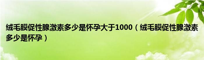 絨毛膜促性腺激素多少是懷孕大于1000（絨毛膜促性腺激素多少是懷孕）