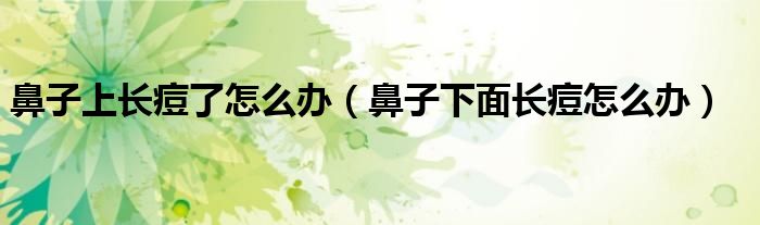 鼻子上長(zhǎng)痘了怎么辦（鼻子下面長(zhǎng)痘怎么辦）