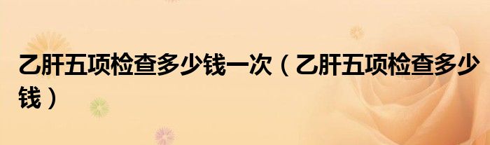 乙肝五項檢查多少錢一次（乙肝五項檢查多少錢）