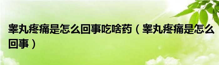 睪丸疼痛是怎么回事吃啥藥（睪丸疼痛是怎么回事）