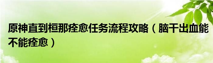 原神直到桓那痊愈任務(wù)流程攻略（腦干出血能不能痊愈）