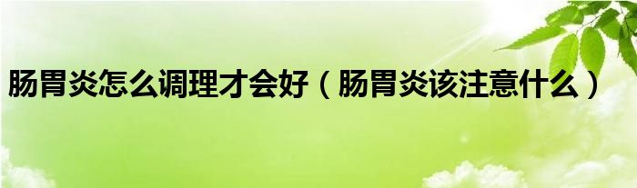 腸胃炎怎么調(diào)理才會(huì)好（腸胃炎該注意什么）