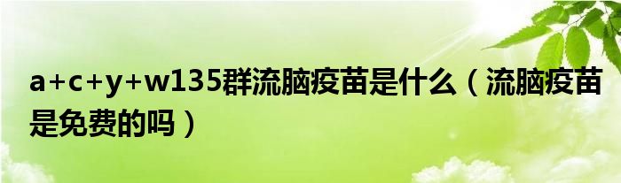 a+c+y+w135群流腦疫苗是什么（流腦疫苗是免費的嗎）