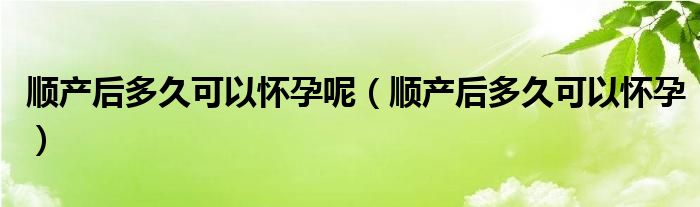 順產(chǎn)后多久可以懷孕呢（順產(chǎn)后多久可以懷孕）