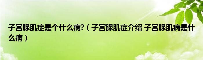 子宮腺肌癥是個(gè)什么病?（子宮腺肌癥介紹 子宮腺肌病是什么?。?class='thumb lazy' /></a>
		    <header>
		<h2><a  href=