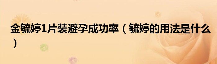 金毓婷1片裝避孕成功率（毓婷的用法是什么）