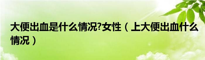 大便出血是什么情況?女性（上大便出血什么情況）