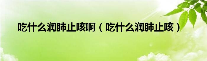 吃什么潤(rùn)肺止咳?。ǔ允裁礉?rùn)肺止咳）