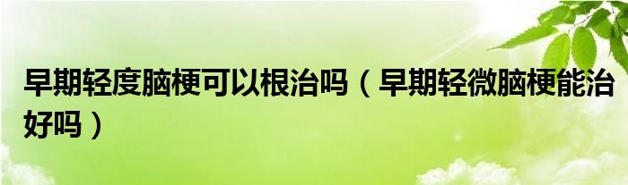 早期輕度腦?？梢愿螁幔ㄔ缙谳p微腦梗能治好嗎）