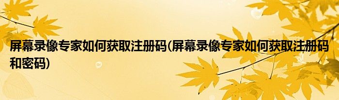 屏幕錄像專家如何獲取注冊(cè)碼(屏幕錄像專家如何獲取注冊(cè)碼和密碼)