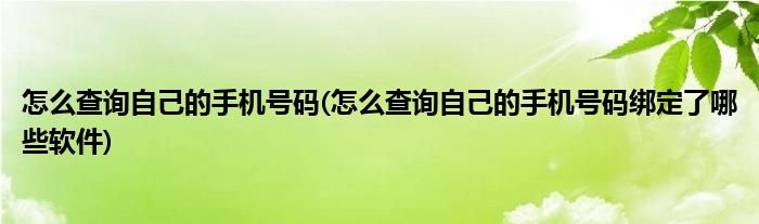 怎么查詢自己的手機(jī)號(hào)碼(怎么查詢自己的手機(jī)號(hào)碼綁定了哪些軟件)