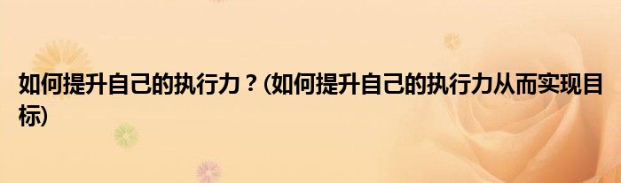 如何提升自己的執(zhí)行力？(如何提升自己的執(zhí)行力從而實(shí)現(xiàn)目標(biāo))