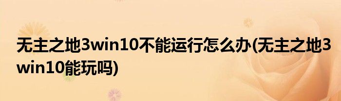 無主之地3win10不能運(yùn)行怎么辦(無主之地3win10能玩嗎)