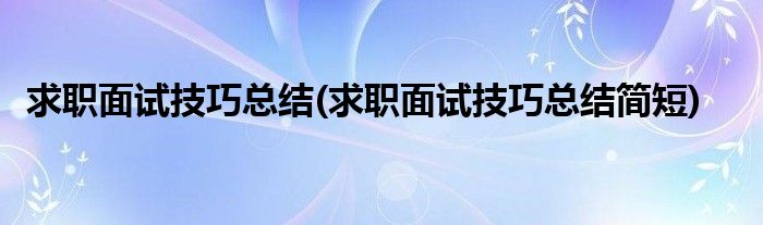 求職面試技巧總結(jié)(求職面試技巧總結(jié)簡短)