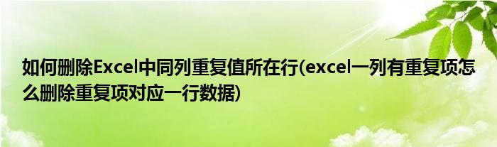 如何刪除Excel中同列重復(fù)值所在行(excel一列有重復(fù)項(xiàng)怎么刪除重復(fù)項(xiàng)對(duì)應(yīng)一行數(shù)據(jù))