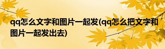 qq怎么文字和圖片一起發(fā)(qq怎么把文字和圖片一起發(fā)出去)