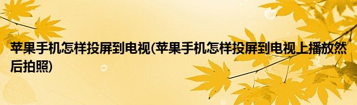 蘋果手機怎樣投屏到電視(蘋果手機怎樣投屏到電視上播放然后拍照)