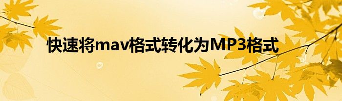 快速將mav格式轉(zhuǎn)化為MP3格式