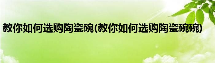 教你如何選購陶瓷碗(教你如何選購陶瓷碗碗)