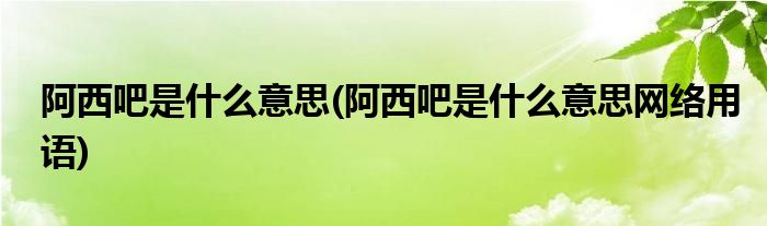 阿西吧是什么意思(阿西吧是什么意思網(wǎng)絡(luò)用語)