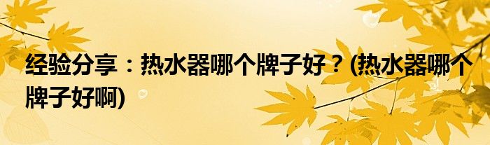 經(jīng)驗分享：熱水器哪個牌子好？(熱水器哪個牌子好啊)