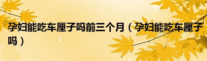 孕婦能吃車?yán)遄訂崆叭齻€(gè)月（孕婦能吃車?yán)遄訂幔? /></span>
		<span id=