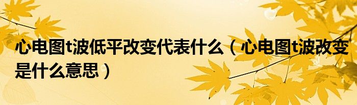 心電圖t波低平改變代表什么（心電圖t波改變是什么意思）