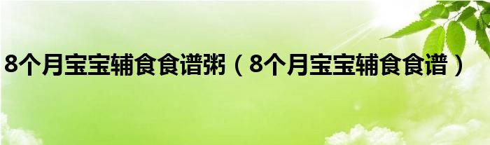 8個月寶寶輔食食譜粥（8個月寶寶輔食食譜）