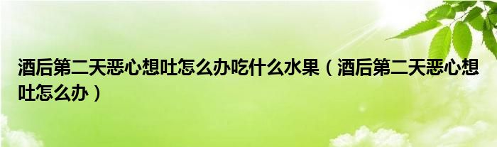 酒后第二天惡心想吐怎么辦吃什么水果（酒后第二天惡心想吐怎么辦）