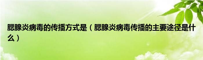 腮腺炎病毒的傳播方式是（腮腺炎病毒傳播的主要途徑是什么）