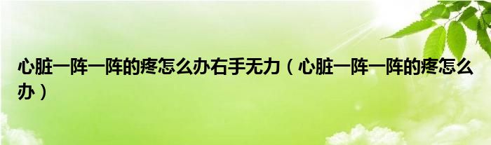 心臟一陣一陣的疼怎么辦右手無(wú)力（心臟一陣一陣的疼怎么辦）