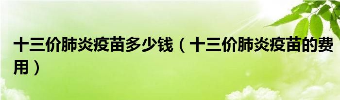 十三價(jià)肺炎疫苗多少錢(qián)（十三價(jià)肺炎疫苗的費(fèi)用）