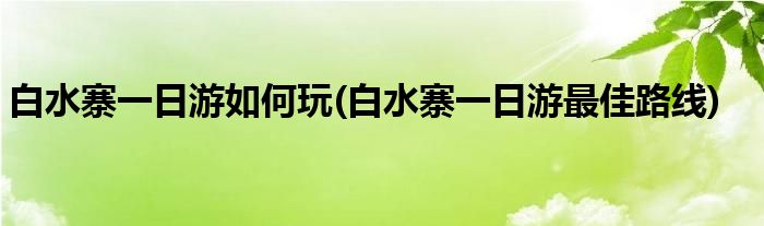 白水寨一日游如何玩(白水寨一日游最佳路線)