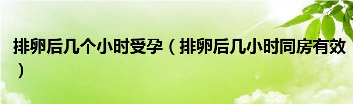 排卵后幾個小時受孕（排卵后幾小時同房有效）