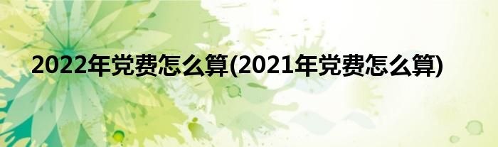 2022年黨費怎么算(2021年黨費怎么算)