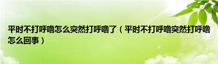 平時不打呼嚕怎么突然打呼嚕了（平時不打呼嚕突然打呼嚕怎么回事）