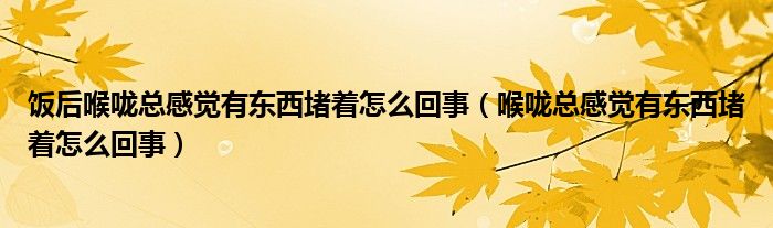 飯后喉嚨總感覺有東西堵著怎么回事（喉嚨總感覺有東西堵著怎么回事）