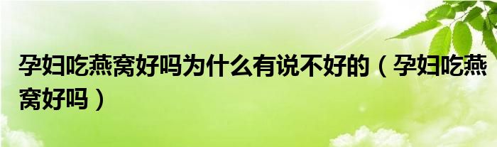 孕婦吃燕窩好嗎為什么有說(shuō)不好的（孕婦吃燕窩好嗎）