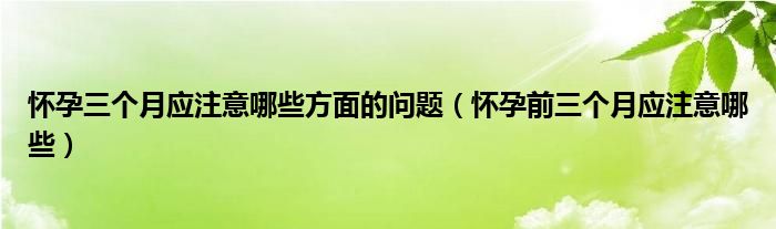 懷孕三個月應注意哪些方面的問題（懷孕前三個月應注意哪些）