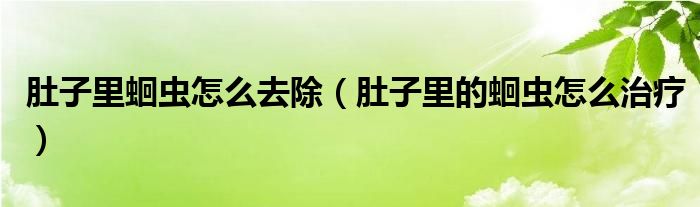 肚子里蛔蟲怎么去除（肚子里的蛔蟲怎么治療）