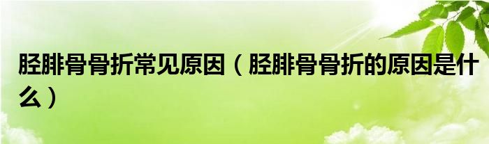 脛腓骨骨折常見原因（脛腓骨骨折的原因是什么）