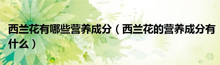 西蘭花有哪些營(yíng)養(yǎng)成分（西蘭花的營(yíng)養(yǎng)成分有什么）