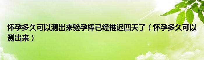 懷孕多久可以測(cè)出來驗(yàn)孕棒已經(jīng)推遲四天了（懷孕多久可以測(cè)出來）