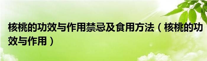 核桃的功效與作用禁忌及食用方法（核桃的功效與作用）