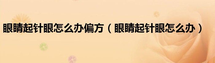 眼睛起針眼怎么辦偏方（眼睛起針眼怎么辦）