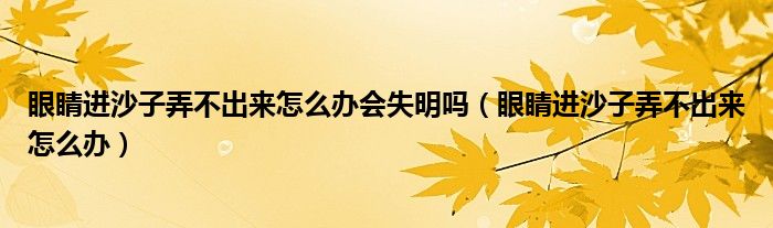 眼睛進(jìn)沙子弄不出來(lái)怎么辦會(huì)失明嗎（眼睛進(jìn)沙子弄不出來(lái)怎么辦）