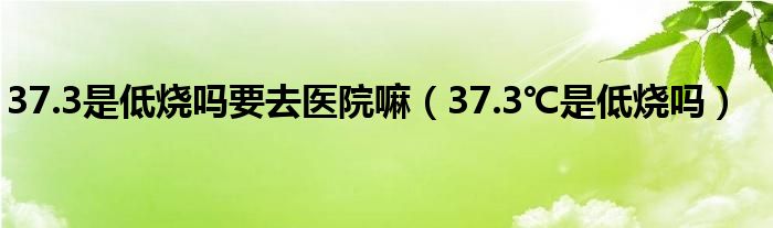 37.3是低燒嗎要去醫(yī)院嘛（37.3℃是低燒嗎）